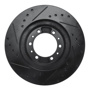 Mitsubishi Montero Sport Brake Rotor (1) - Front Right - R1 Concepts - Drilled & Slotted - Black - `90-`04